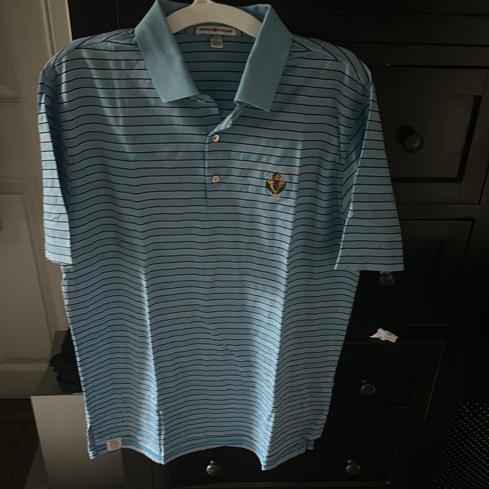 Peter Millar Blue Polo Shirt with Subtle Stripes